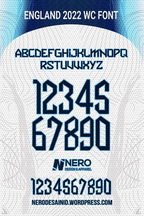 Number Fonts Design, Sports Numbers Font, World Cup Design, Font Jersey, 2022 Font, Number Logo Design, England Fa, Football Fonts, England World Cup