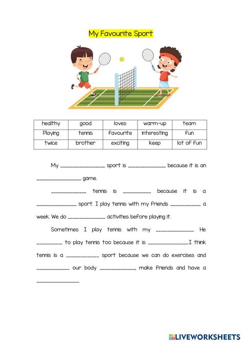 Sports Worksheets For Kids, English Pictures, Cloze Passages, Sport English, English Grammar For Kids, Free Time Activities, Grammar For Kids, Sport Activities, English Teaching Resources