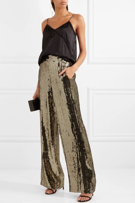 Wide Leg Sequin Pants Outfit, Sparkle Top Outfit, Sequins Pants Outfit, Products Recommendations, Wide Leg Pants Outfit, Stuart Weitzman Sandals, Fiesta Outfit, Cocktail Outfit, Sequin Pants