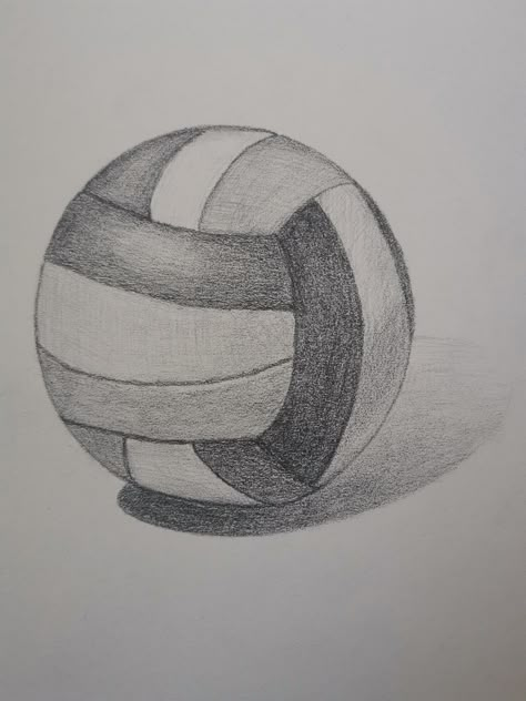 Drawings Of Instruments, Volleyball Drawing Ideas, Value Art Drawing, Volleyball Drawings, Volleyball Sketch, Ball Sketch, Objects Drawing, Volleyball Drawing, Drawing Summer