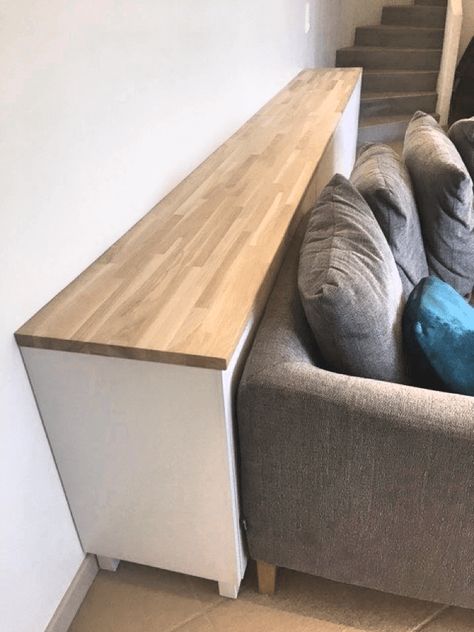 Behind the Couch Cabinet hack: A deep, skinny BESTÅ console - IKEA Hackers Behind The Couch Storage Ideas, Blanket Storage Behind Couch, Ikea Behind Couch Table, Behind Couch Cabinet, Unit Behind Sofa, Behind Sofa Storage, Behind Couch Storage, Behind The Couch Storage, Storage Behind Couch