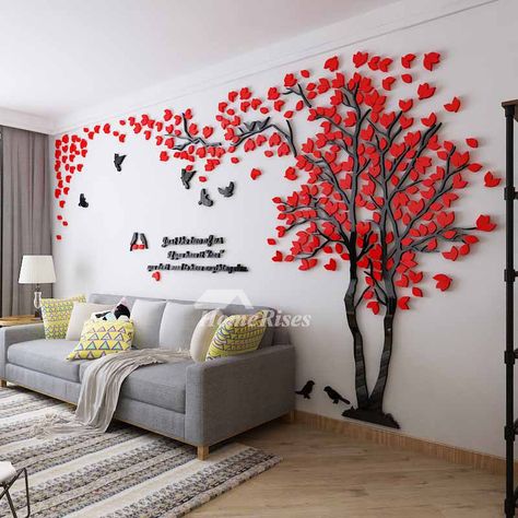 Wall Decals For Home Tree/Letter Acrylic Decorative Self Adhesive Best Easy Wall Painting Ideas, Walls Decoration Ideas, Tree Design On Wall, Tree Wall Painting, Room Wallpaper Designs, Wall Decals Living Room, Wall Painting Living Room, Creative Wall Painting, Tree Wall Murals