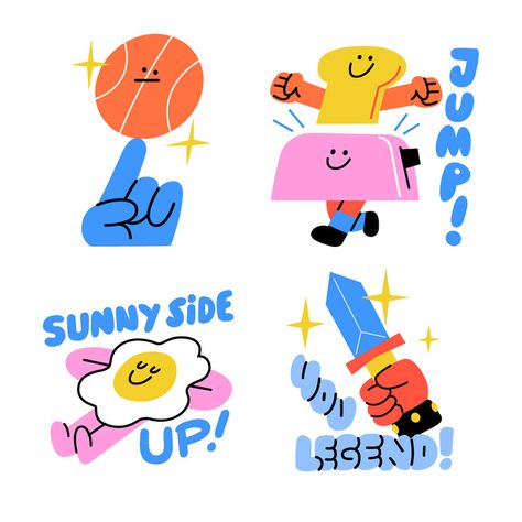 Juan Molinet - Snapchat Stickers Illustration Design Graphique, Snapchat Stickers, Graphisches Design, 카드 디자인, Art Et Illustration, Art And Illustration, Flat Illustration, Fun Stickers, Graphic Design Illustration