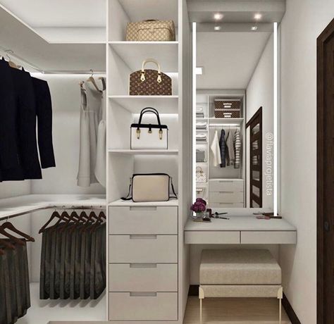 Cupboard With Dressing Table, Small Walkin Closet, Closet With Vanity, Small Dressing Rooms, Closet Vanity, Dressing Room Closet, Walk In Closet Design, Closet Design Layout, Dresser Design