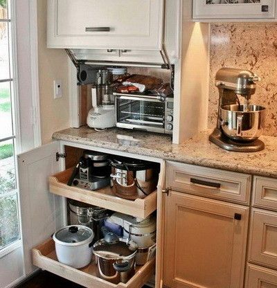 Appliance Storage Ideas For Smaller Kitchens_32 Kitchen Appliance Storage Ideas, Appliance Storage Ideas, Small Kitchen Appliance Storage, Appliance Storage, Kitchen Appliance Storage, Appliance Cabinet, Appliance Garage, Outdoor Kitchen Appliances, Small Kitchen Storage