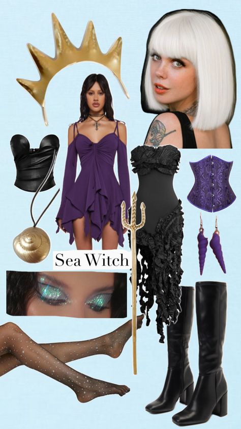 Ursula Halloween Costume Diy, Cute Ursula Costume, Halloween Costumes Ursula, Ursula Fancy Dress, Ursula Inspired Outfit, Villain Costumes For Women, Ursela Costume, Disney Villains Halloween Costumes, Ursula Outfit