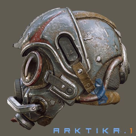 old work _helmet_Arktika.1, Dmitry Osipenko on ArtStation at https://www.artstation.com/artwork/0XbXa4 Steampunk Helmet, Steampunk Robots, Army Helmet, Skull Sketch, Medieval Helmets, Cyberpunk Armor, Weathered Paint, Doodle Art Drawing, Cool Masks