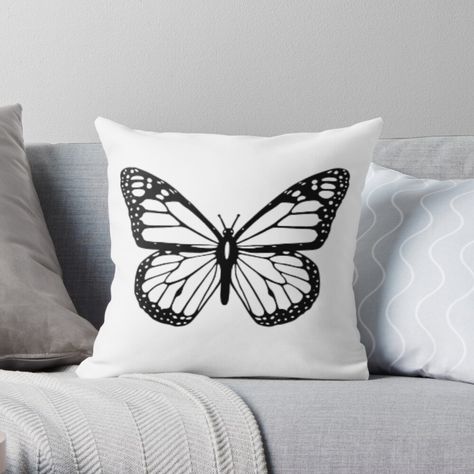 Get my art printed on awesome products. Support me at Redbubble #RBandME: https://www.redbubble.com/i/throw-pillow/Butterfly-COLLECTION-by-Ashrafcan/49180886.5X2YF?asc=u Diy Doll Suitcase, Black And White Butterfly, Butterfly Patterns, Butterfly Bedding, Butterfly Throw Pillows, Dorm Inspiration, Butterfly Pillow, Throw Pillows White, Butterfly Collection