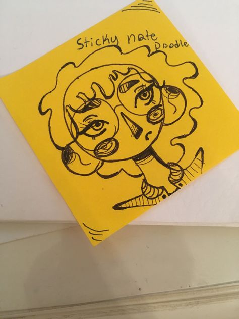 Quick sticky note doodle! YAYYY!😅 Sticky Notes Doodle Ideas, Things To Draw On A Sticky Note, Sticky Notes Art Drawing, Cute Sticky Note Drawings, Post It Note Art Drawing, Sticky Note Sketchbook, Sticky Note Art Doodles, Post It Drawings Doodles, Sticky Note Drawings Doodles