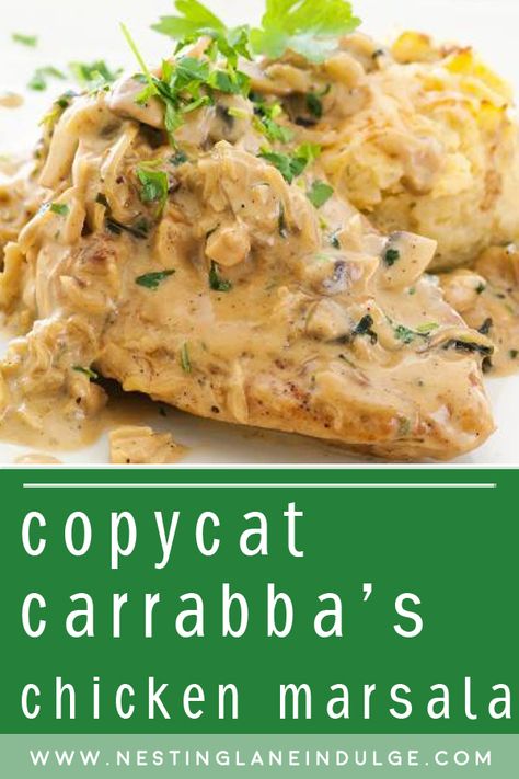 Carrabba's Chicken Marsala Recipe, Carrabas Chicken Marsala, Carabbas Recipes, Carrabbas Recipes, Chicken Scallopini, Chicken Marsala Recipe, Copycat Food, Marsala Recipe, Recipes Copycat