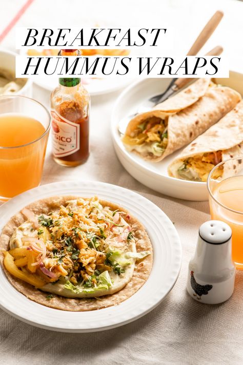 Breakfast Hummus, Hummus Breakfast, Hummus Wraps, Japanese Food Menu, Healthy Hummus, Hummus Wrap, Tacos Burritos, Breakfast Wraps, Tacos And Burritos