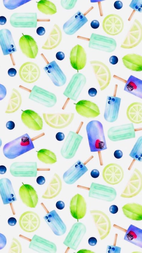 Its the end of summer so just put this background on for the last few days Limes, Popsicles, Blueberries, Watercolor Painting, Lemon, Iphone, Wall, Green, Pattern