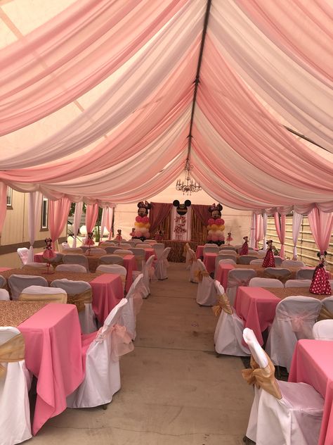 Sweet Sixteen Party Ideas Tent, Debut Venue Design Simple, Tent Quinceanera, Debut Venue Design, Simple Debut Ideas At Home, Debut Design Ideas, Pink Debut Theme, Diy Outdoor Party Tent, Debut Theme Ideas 18th Simple