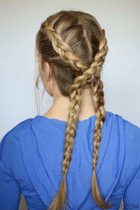 criss-cross-dutch-braids-tutorial Volleyball Braids, Cute Volleyball Hairstyles, Braided Hairstyles For School, Dutch Braid Tutorial, Braids Tutorial, Softball Hairstyles, Dutch Braids, Sport Hair, Workout Hairstyles