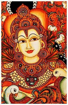 Kerala mural Kerala Art, Art Gallery Paintings, Mural Art Design, Mural Paintings, Paintings Oil, Kerala Mural Painting, Indian Art Gallery, Paintings Acrylic, Charcoal Drawings