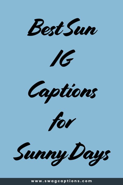 Brighten up your Instagram feed with the Best Sun IG Captions For Sunny Days! Whether you're soaking up the sun at the beach, enjoying a picnic in the park, or just savoring the warmth, these captions are perfect for capturing the joy of sunny weather. From playful and fun to inspirational and heartfelt, these top sun captions will help you share your sunny moments with style. Get ready to add some sunshine to your posts with the best captions for those golden rays and clear blue skies! Sun Captions, Sunny Day Quotes, Chasing Quotes, Best Captions, Ig Captions, Chasing The Sun, Quotes For Instagram, Cool Captions, Sunny Weather