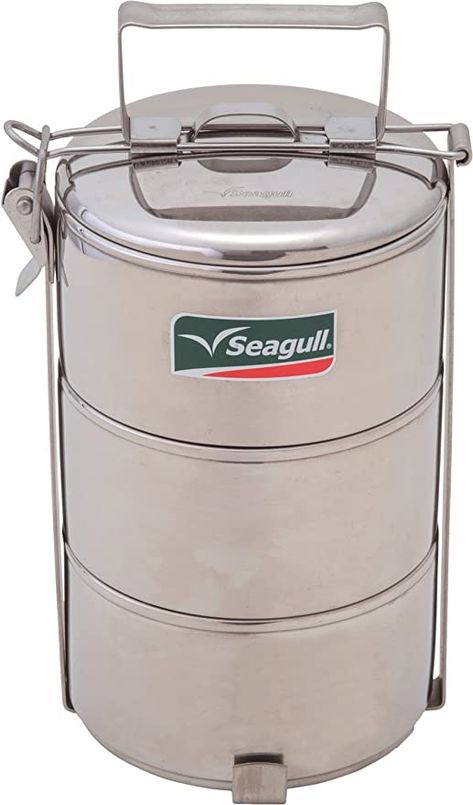 Seagull food carrier (lunch box) 12cm x 3 stage (japan import) Food Carrier, Steel Lunch Box, Stainless Steel Lunch Box, Lunch Containers, Russian Federation, Bento Box, Kitchen Storage Organization, Middle East, South America