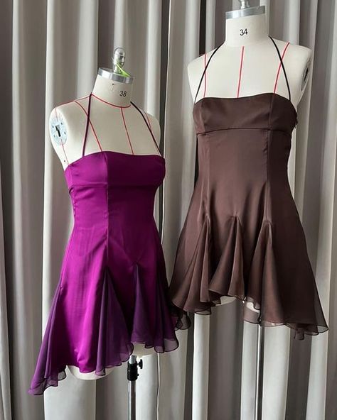 Stolen Stores - Shop online ✨🔥 on Instagram: "Stolen Goods @onarins 💜 Ms. Godet Mini Dress (Limited - Purple) 🤎 Ms. Godet Mini Dress (Custom - Brown) www.stolenstores.com #stolenstores #stolen #onarins #houseofgodet" Dress With Godets, Godet Mini Dress, 90s Supermodel Mini Dress, Retro Purple Mini Dress, Purple Velvet Mini Dress, Stolen Stores, Miu Miu Velvet Mini Dress, Y2k Outfits Winter, Purple Y2k