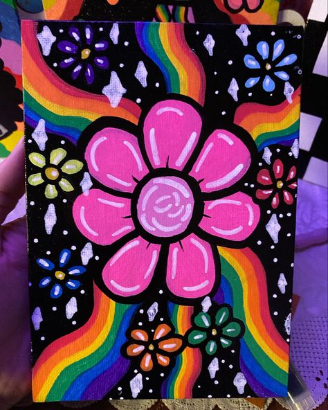 Soft Trippy Aesthetic, Alice In Wonderland Flowers Painting, Black Background Painting Trippy, Canvas Painting Ideas Aesthetic Trippy Easy, Trippy Hippy Painting Ideas Easy, Cool Trippy Paintings, Easy Stuff To Paint On A Canvas Trippy, Trippy Canvas Paintings, Trippy Painting Ideas Easy