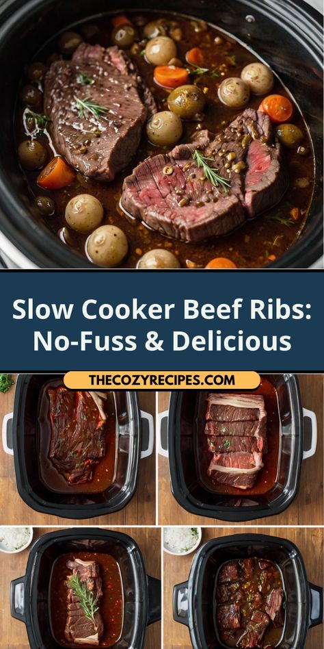 Beef ribs in crock pot = dinner perfection! This slow cooker recipe is foolproof and delivers tender, flavorful ribs every time. Click to learn how to make it!
#BeefRibsInCrockPot #SlowCookerMagic #EasyRecipes #ComfortFood Slow Cooker Beef Ribs, Ribs In Crock Pot, Boneless Beef Ribs, Slow Cook Beef Stew, Crock Pot Dinner, Slow Cooker Ribs, Quick Breakfasts, Bowl Party Food, How To Cook Beef