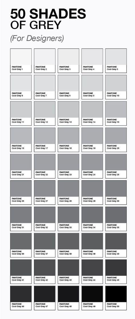 Colorize your life: colore: Le 50 sfumature dI grigio esistono davvero Grey Colour Chart, Pixel Print, Deco Pastel, Grey Paint, 50 Shades Of Grey, Colour Board, 50 Shades, Colour Schemes, Color Pallets