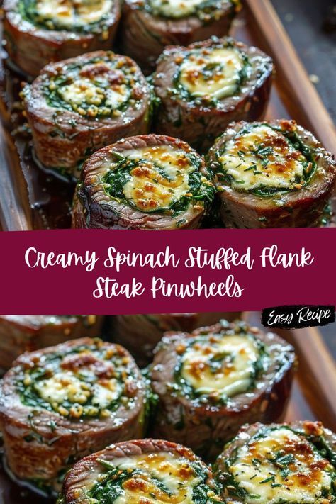 Spinach Stuffed Flank Steak, Stuffed Flank Steak Recipes, Flank Steak Pinwheels, Stuffed Flank Steak, Steak Pinwheels, Pinwheels Recipe, American Dinner, Flank Steak Recipes, Pinwheel Recipes