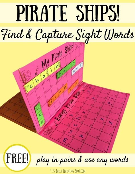 FREE Printable Sight Word Game Sight Words Printables, Teaching Sight Words, Pirate Ships, Spelling Activities, Sight Word Activities, Sight Word Games, First Grade Reading, Reading Intervention, Spelling Words