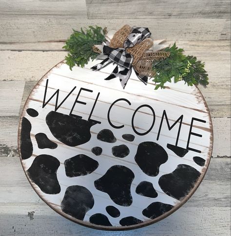 Cow Print Door Hanger, Cow Print Door, Cow Wreath, Welcome Door Hanger, Welcome Door, Wreath Front Door, Front Door Wreath, Western Decor, Door Hanging