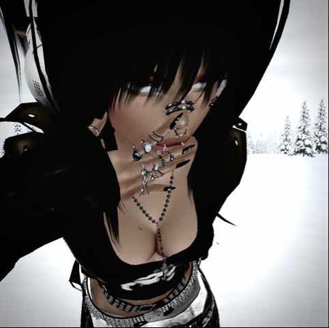 Imvu Grunge, Goth Fairycore, Goth Scene, Grunge Fairycore, Scene Emo, Emo Goth, Piercings, Avatar, Tattoos