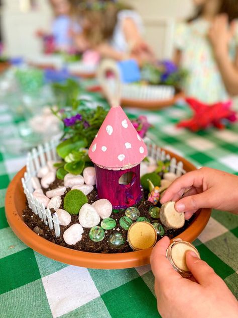 Painted Fairy Houses, Fairy Garden Theme Party, Diy Fairy House, Fairy Garden Birthday, Fairy Garden Flowers, Garden Birthday Party, Garden Event, Fairy Garden Birthday Party, Forest Birthday