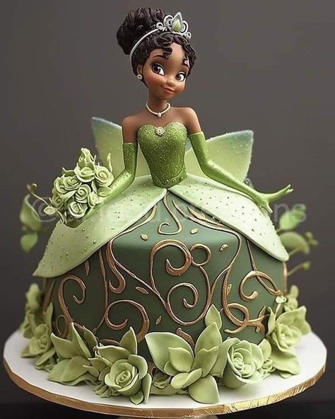 Princess And The Frog Birthday Cake, Princess And The Frog Cake Ideas, Princess And The Frog Party Decorations, Princess Tiana Birthday Cake, Tiana Birthday Cake, Princess Tiana Sweet 16 Ideas, Princess And The Frog Cake, Tiana Cake, Birthday Cake Clipart