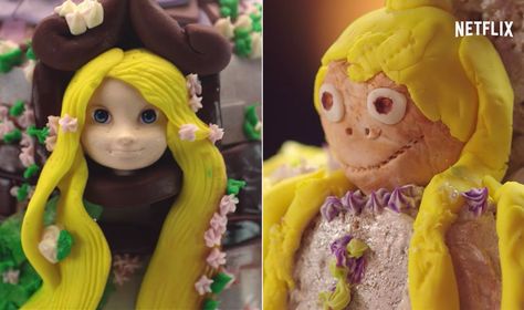 People are loving a new Netflix series about baking fails  and these hilarious side-by-side photos show why Epic Cake Fails, Cakes Gone Wrong, Baking Fails, Bad Cakes, Cooking Fails, Rapunzel Cake, Cake Fails, Fail Nails, Food Fails