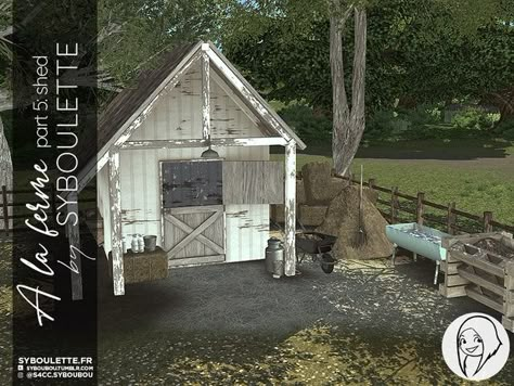 Stair Ladder, Water Trough, Farm Cottage, Roof Window, Metal Baskets, Outdoor School, Animal Farm, Cc Sims, Farm Decor