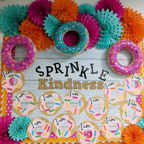 Candy Theme Classroom, Sprinkle Kindness, Kindness Bulletin Board, Donut Day, Back To School Activity, Birthday Bulletin Boards, Birthday Bulletin, Kindness Activities, Classroom Makeover