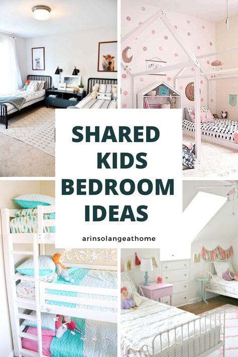 Here are 6 amazing shared bedroom ideas for girls, boys, sisters, brothers, and baby siblings! You will love these ideas - plus tips from moms for how to make it work with your kids. Siblings Sharing Bedroom Small Spaces, Three Kids Bedroom Ideas, Bedroom For 2 Teenage Sisters, Sharing Rooms With Siblings, 3 Beds 1 Room Ideas, Bedroom Ideas For Brother And Sister, Room Ideas For Brother And Sister, Sisters Small Bedroom Ideas, Small Room Siblings Shared Bedrooms