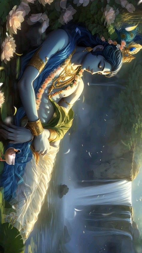 Shree Vishnu Wallpapers, Vishnu Bhagwan Aesthetic, Krishnaji Wallpaper, Indian Illustration Wallpaper, Lord Krishna Aesthetic Images, Lord Vishnu Aesthetic, Radhakrishna Aesthetic Wallpaper, Lord Krishna Anime Art, Krishna Anime Wallpaper