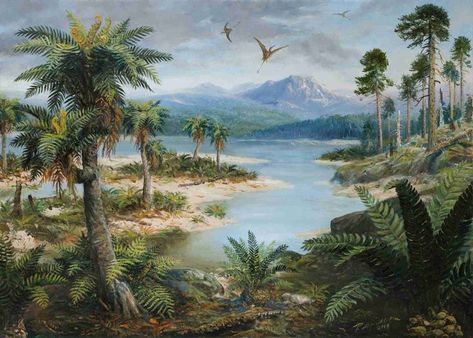 Evolution Of Life, Prehistoric Animals Dinosaurs, Dinosaur Land, Dinosaur Era, Forest Drawing, Prehistoric Wildlife, Dinosaur Images, Prehistoric World, Ancient Animals