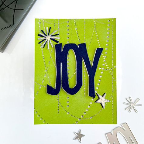 Joy Die Cut Christmas Card with Embossing Folder Tim Holtz Sizzix Dies, Holiday Card Inspiration, Tim Holtz Dies, Word Joy, Birthday Thanks, Tim Holtz Sizzix, Thanks Card, Pocket Cards, Heart Cards