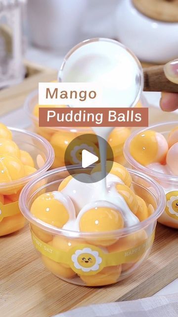 Pudding Balls, Puding Mangga, Boba Cup, Cheese Pudding, Mango Pudding, Pudding Dessert, Sweet Dishes Recipes, Dessert Boxes, Agar Agar