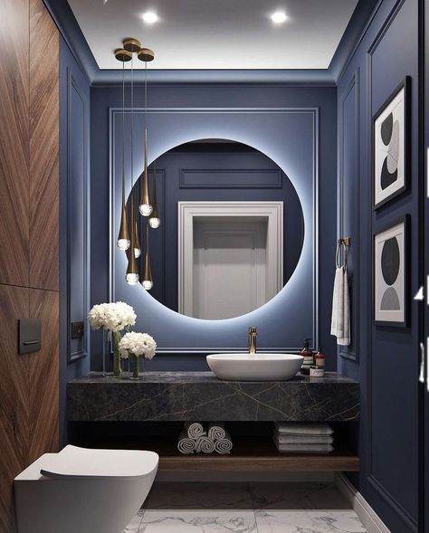 Modern Office Design Inspiration, Luxury Powder Room, Best Bathroom Paint Colors, Bathroom Wallpaper Ideas, Walk In Shower Ideas, Elevator Interior, Bathroom Upgrade, Perfect Bathroom, Washroom Design