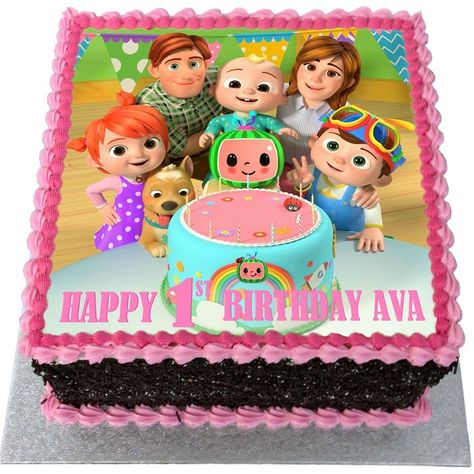 Cocomelon Sheet Cake, Cocomelon 1st Birthday, Cake Liner, Icing Design, 1st Birthday Cake Topper, Edible Toppers, Baby Birthday Cakes, 1st Birthday Cake, Birthday Party Cake