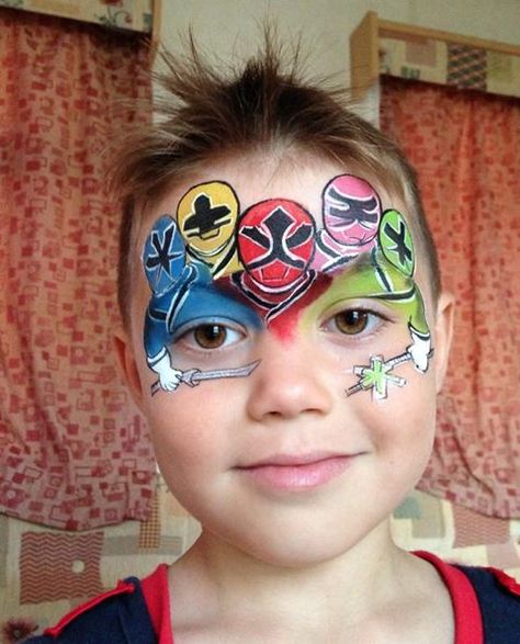 Power Rangers by Aimees Creations Power Ranger Face Paint, Superhero Face Painting, Cool Face Paint, Painting Costume, Face Painting For Boys, Professional Face Paint, Power Ranger Birthday, Belly Art, Detective Pikachu