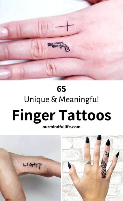 Small Dainty Finger Tattoos, Small Tattoos For Fingers For Women, Finger Tats With Meaning For Women, Small Meaningful Finger Tattoos, Index Finger Tattoo For Women, Finger Tattoos And Meanings, Simple Ring Finger Tattoo, Finger Quote Tattoo, Small Tattoos Hand Fingers