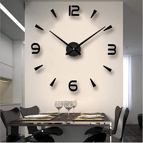 Amazon.com: FASHION in THE CITY 3D DIY Wall Clock Creative Design Mirror Surface Home Decor Wall Sticker Clocks (Black): Garden & Outdoor Wall Clock Sticker, Wall Clock Kits, 3d Wall Clock, 3d Mirror, Diy Wand, Diy Wall Clock, Art Clock, Number Wall, Mirror Wall Clock