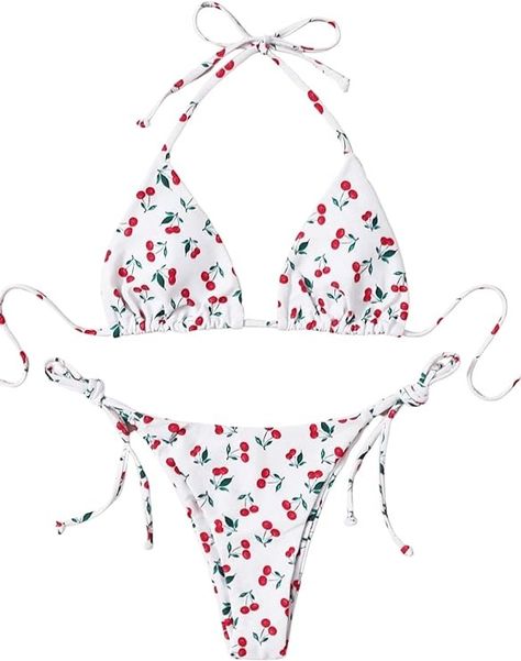 SOLY HUX Women's Bikini Sets Cherry Print Halter Triangle Tie Side Bathing Suits 2 Piece Swimsuit : Amazon.ca: Clothing, Shoes & Accessories 2 Piece Swimsuit, Fitness Tools, 2 Piece Swimsuits, Shoe Boot Sandals, Cherry Print, Bodybuilding Workouts, Yoga Clothes, Boot Shoes Women, Sport Outfits