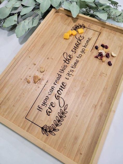 Mommy Needs A Recipe!! | Saw this on Pinterest and thought it was too cute not to share 🤣 | Facebook Tray Charcuterie Board, Bamboo Food, Wood Laser Ideas, Wood Burn Designs, Laser Cut Wood Crafts, Laser Engraved Gifts, Laser Engraved Ideas, Wood Burning Crafts, Cnc Projects