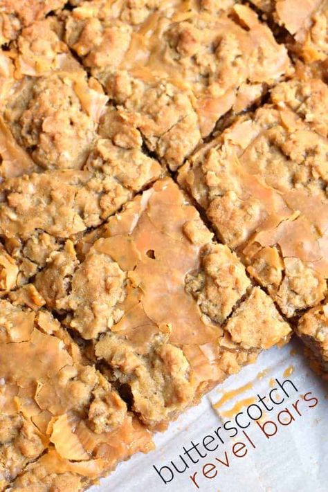 Butterscotch Revel Bars Recipe Revel Bars Recipe, Revel Bars, Butterscotch Recipes, Butterscotch Bars, Dessert To Make, Shugary Sweets, Dessert Bar Recipe, Cookie Bar Recipes, School Lunches