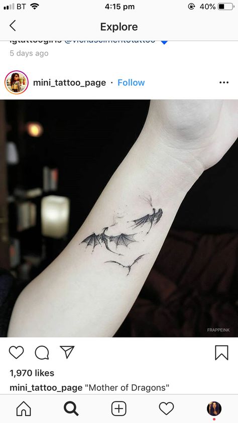 Mother Of Dragons Tattoo, Dragons Tattoo, Mother Of Dragons, Mini Tattoos, Dragon Tattoo, Tattoo Idea, Flower Tattoo, Tattoos, Instagram