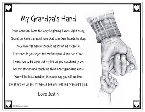 Grandpa Poem, Grandfather Quotes, Dear Grandpa, Quotes Girlfriend, Grandpa Quotes, Grandparents Day Crafts, Happy Grandparents Day, Grandparents Quotes, Grandparents Day Gifts