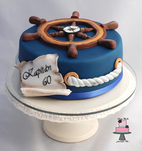 Cake for a sea captain Nautical Birthday Cakes, Boat Cake, Nautical Cake, Sea Cakes, Beach Cakes, Adult Birthday Cakes, Birthday Cakes For Men, Themed Birthday Cakes, Cakes For Men